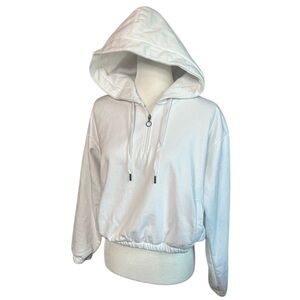 Tesla White Hooded Cropped Sweatshirt